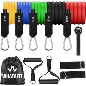 Resistance Bands Set, Exercise Bands with Door Anchor, Handles, Carry Bag